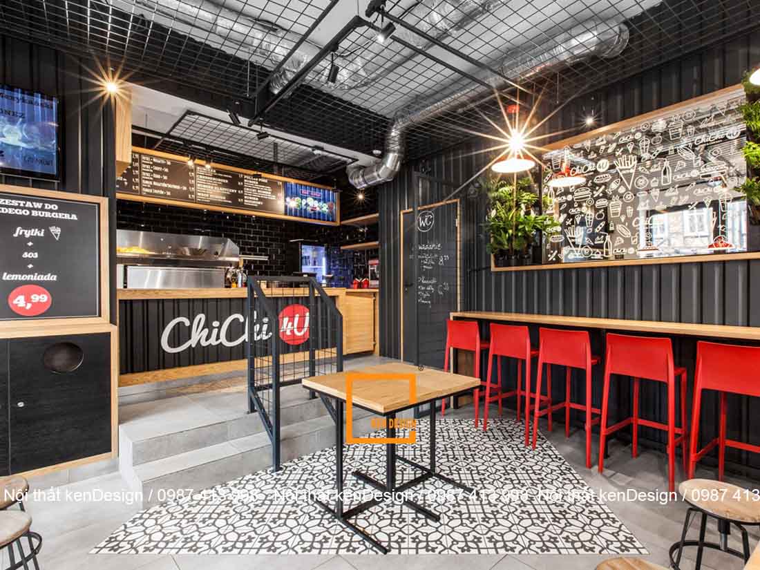 thiết kế quán cafe phong cách công nghiệp